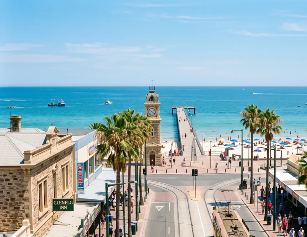 Glenelg beachfront and Jetty Road precinct, PrimeDrainCo's coastal Adelaide service area